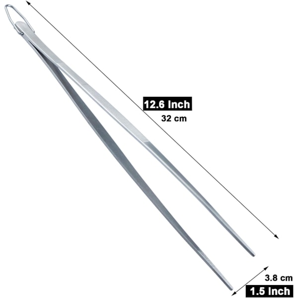 Ekstra Lange Pinsett-Tenger 30 cm Rustfritt Stål Pinsetter med Krok, Sett med 2