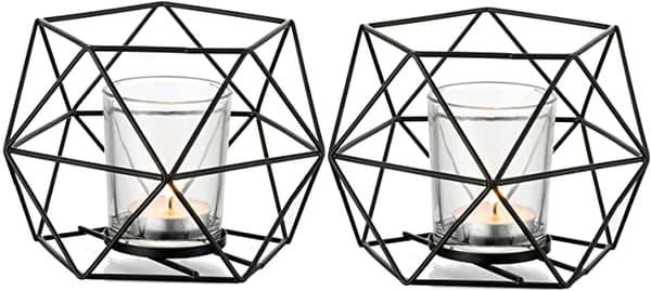 Guld Ljusstake - Set om 2 (Svart) Bröllopscenterpiece Tealight