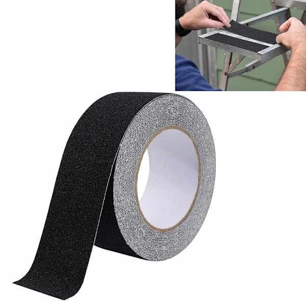 Skridsikker tape til trapper, friktion, 5 cm x 10 m, sort, 1 stk