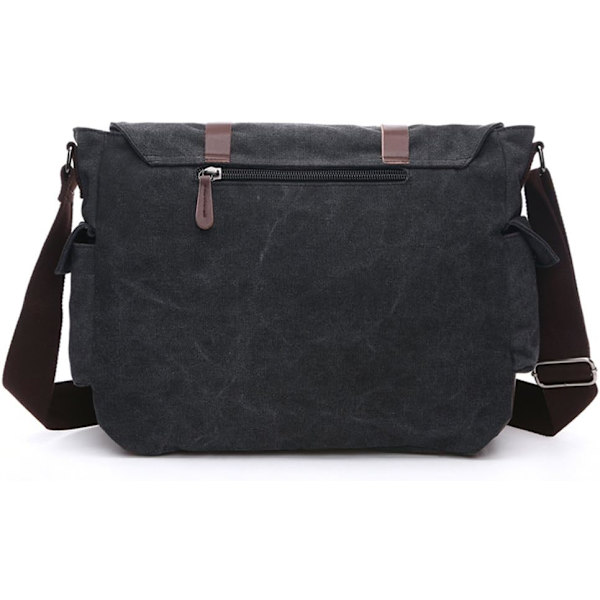 Herr Canvas Axelväska(Svart) Messenger Bag Canvas Väska Axelväska Datorväska Messenger Bag Retro Singel Axelväska