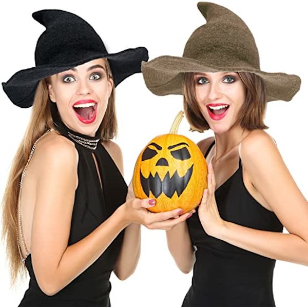 2-pack Halloween häxhatt varma ullhattar för kvinnor Hal