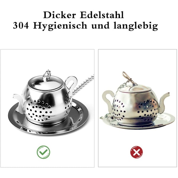 Fint hål te-filter, 5 st rostfritt stål te-infuser tekula