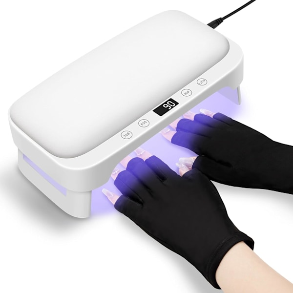 UV-gellampa för naglar med armstöd: UV LED-lampa för gellack med UV-handskar - 4 timer, hopfällbar med H