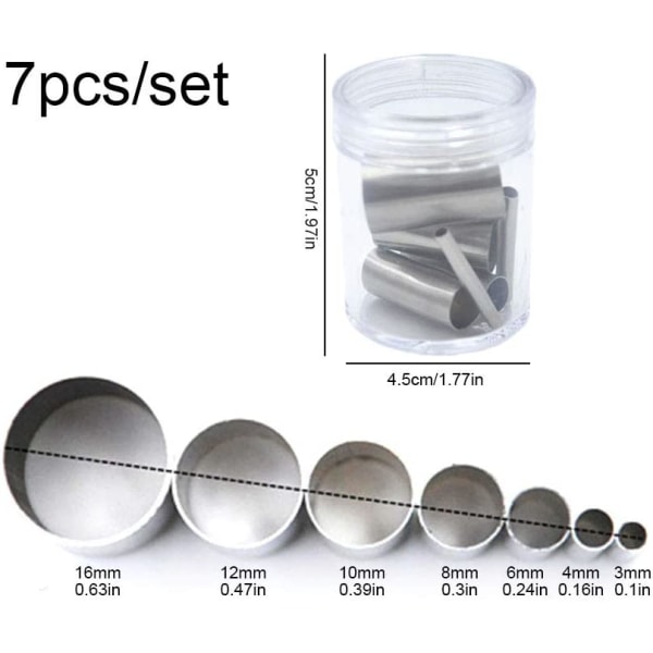 7 stk rustfritt stål hule kakeform i rund sirkelform M