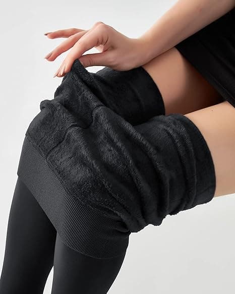Fleecefodrade leggings för kvinnor, vintervarma, tjocka, termiska
