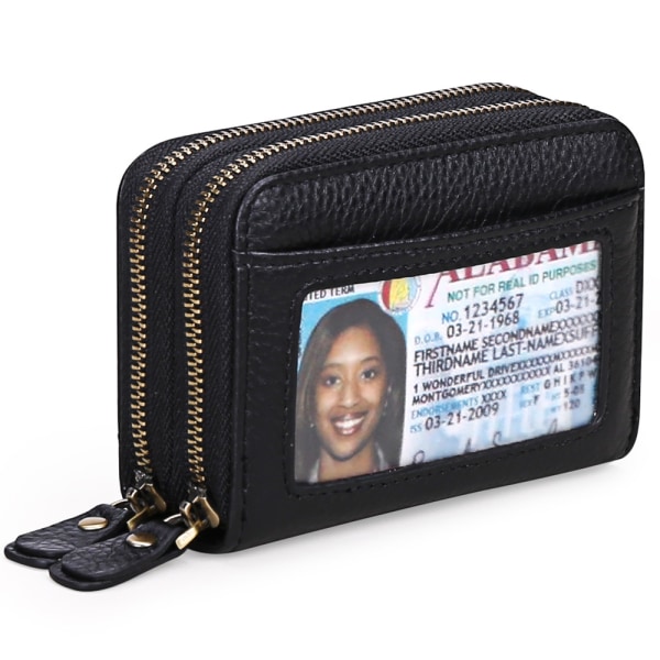 Kreditkortsplånbok för kvinnor (svart), case i läder R