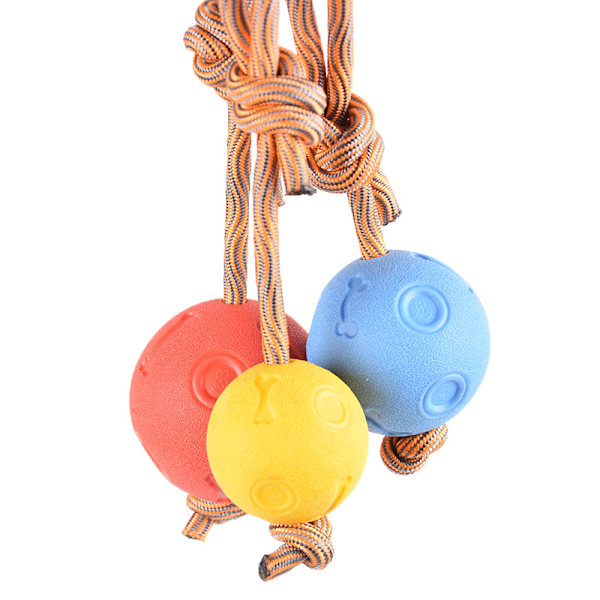 3 st Hundboll med Rep, Hållbar Stark Gummiball på ett Rep