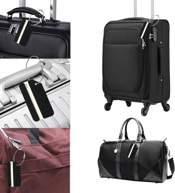 Reiseetiketter, bagasjelapper, aluminium, 5 stk Black