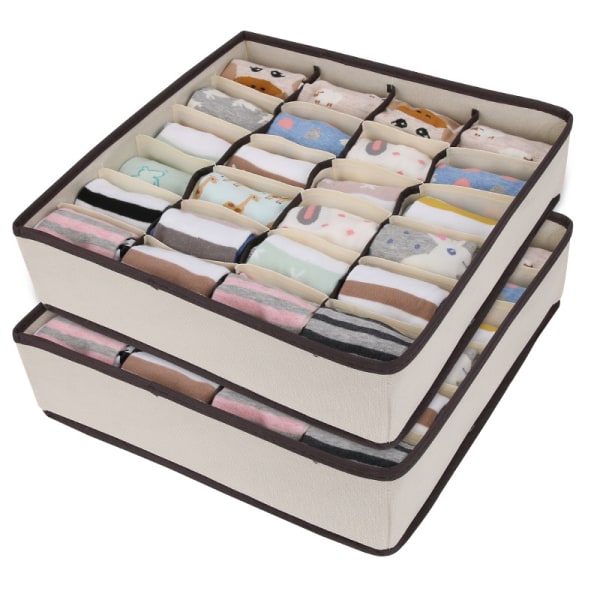 2-pack hopfällbar lådarrangör i non-woven-tyg för underkläder, behåar,