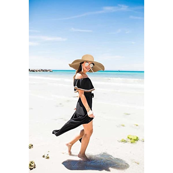 Kvinners Floppy Hat Halmhatt Bred Bremskjerm Solhatter Pustende Maur