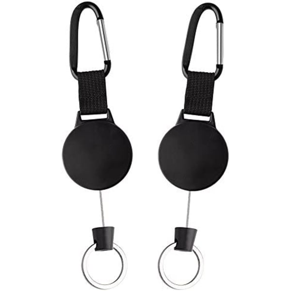 (2-pack) Nyckelringar med kraftig utdragbar kedja, utomhuskarbinhake