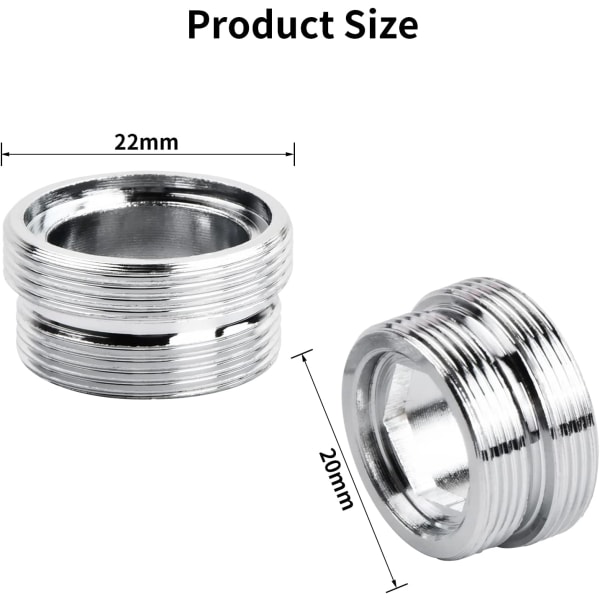 2 stk. Han-gevind hane adapter, metal hane-perlator-konnektor