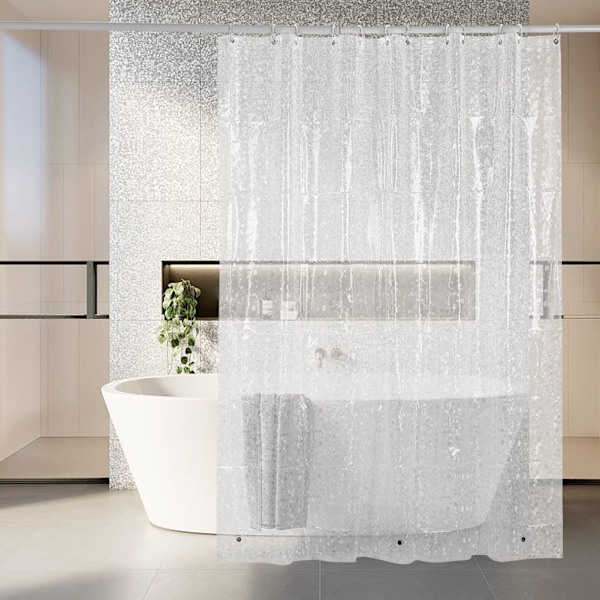 Bruseforhæng 180 x 180 cm, skimmelbestandigt, hurtigtørrende, 3D semi-sheer