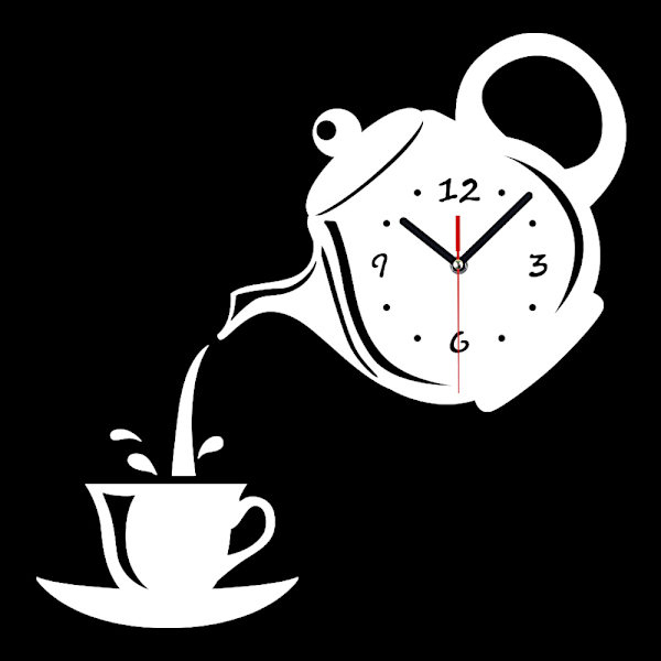 Vægure Kreativ DIY Akryl Kaffe Kop Tekande 3D Dekorativ
