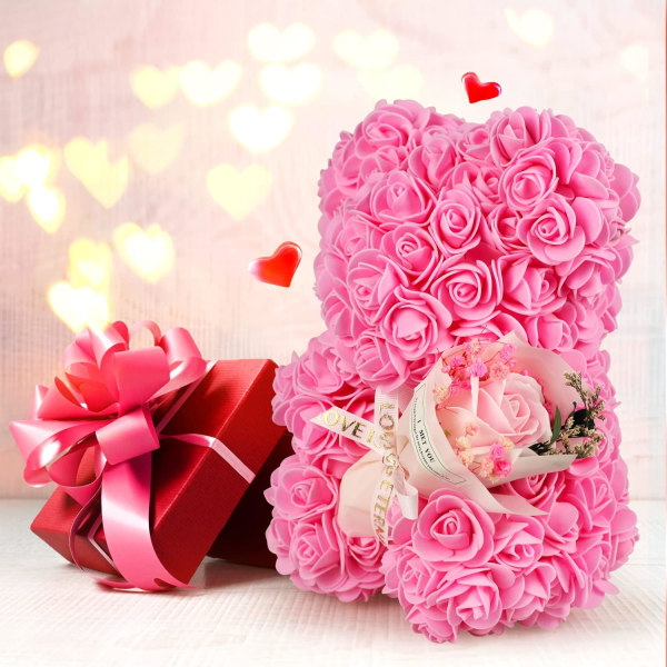 (Pink, 25 cm) Valentinsdagsgave til kvinder, Rose Bear, Teddy Bea