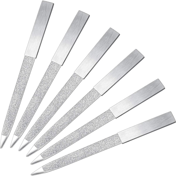 (5 tum) 6-pack Diamant Nagelfil Dubbelsidig Rostfritt Stål N