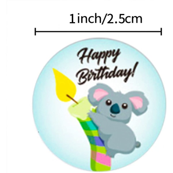 Tillykke med fødselsdagen-klistermærke, 1 tommer selvklæbende fødselsdagsgave Seali