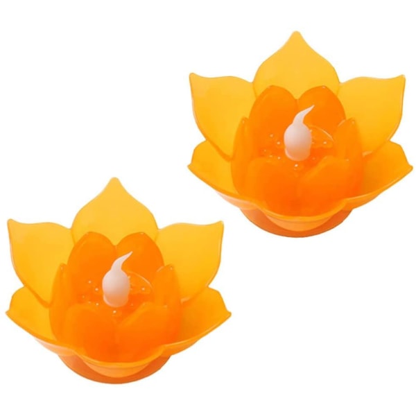 Set Of 2 Triomphe Waterproof Led Lotus Floating Candles- Nightti