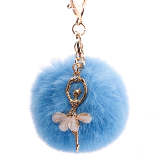 Fluffy Keychain Cute Dancing Angel Shiny Crown Keyring Pendant K