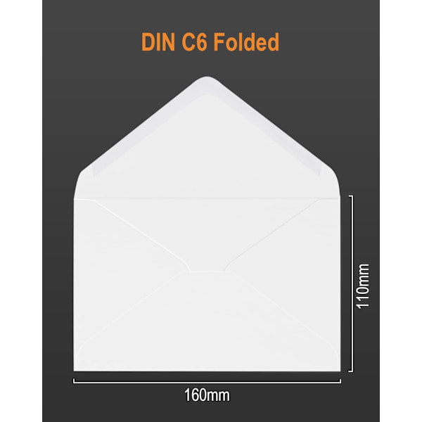 100 Kuvert - Storlek C6 - 11,4 x 16,2 cm - 130gsm - För Grattiskort