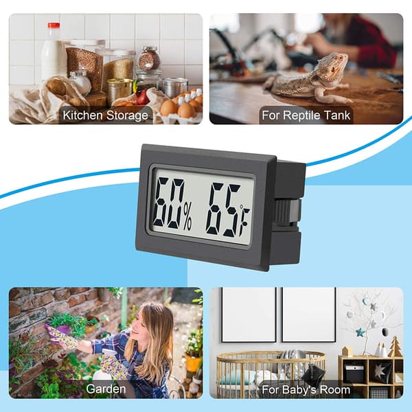 4-pakning Reptiltermometer Mini Digital Fuktighet Temperatur