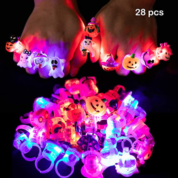 28 st läskiga mode Halloween LED-glödringar som lyser i mörkret