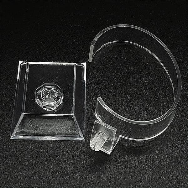 2-osainen läpinäkyvä akryylinen kellon esittelyteline (8 cm)