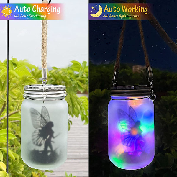 Solcelle lanterne, IP44 vandtæt udendørs Mason Jar solcellelampe