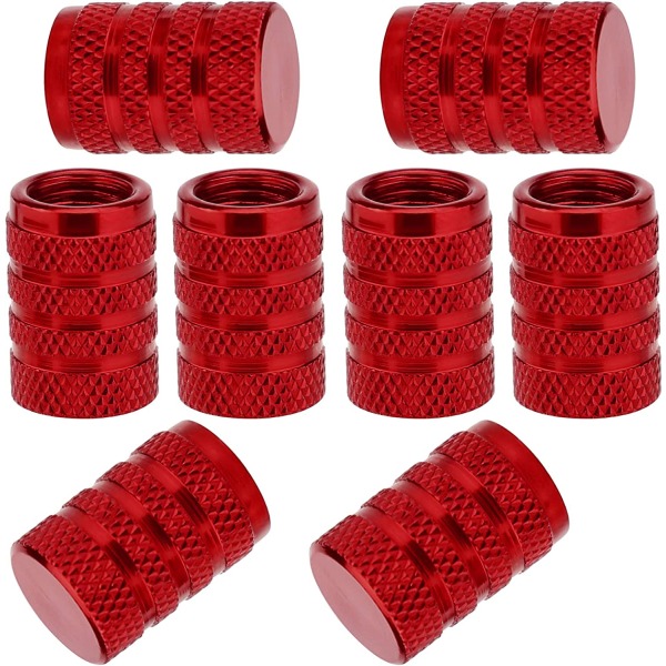 8 stk dækventilstammedæksel (rød), universal dækventil i aluminium
