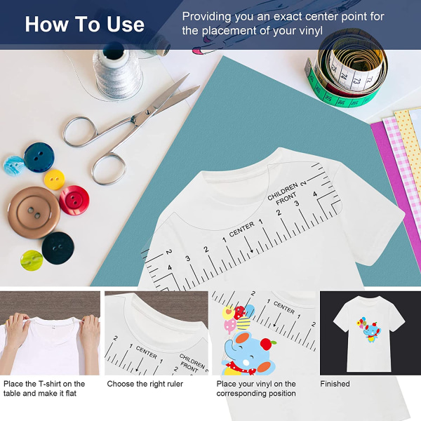 T-shirt lineal guide (gennemsigtig), 8 stykker høj præcision T-Shir