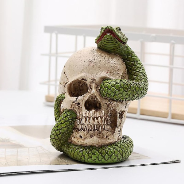 Snake In A Skull Ornament Halloween Resin Ornament Decoration Ha