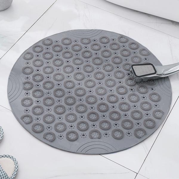 (Harmaa, 55 x 55 cm) PVC Pyöreä Hieronta Kylpymatto Liukumaton Suihkumatto B