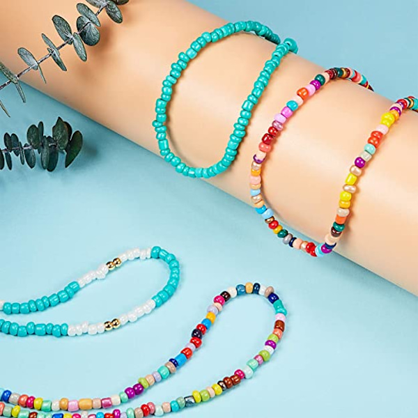 Perlekjede Tiny Beads Choker Boho Fargerik Regnbue Choker Cha