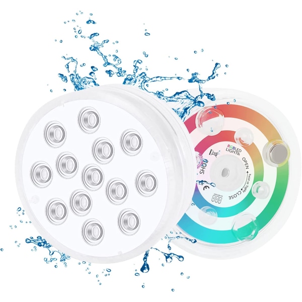 Submersible LED Light, (2 Pcs Wireless) IP68 Multi-Color Swimming