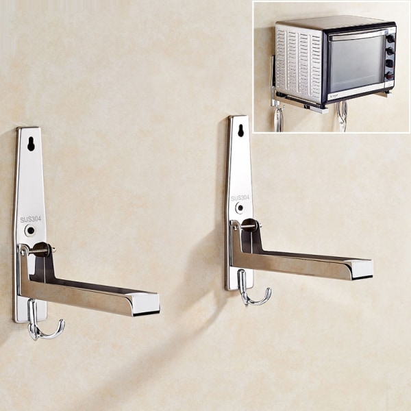 Microwave Wall Bracket, 304 Stainless Steel, with Hook, Foldable