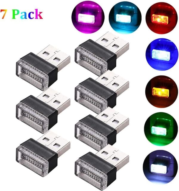 14 st USB LED-bilinteriörstämningsljus, 5V plugin-lampa