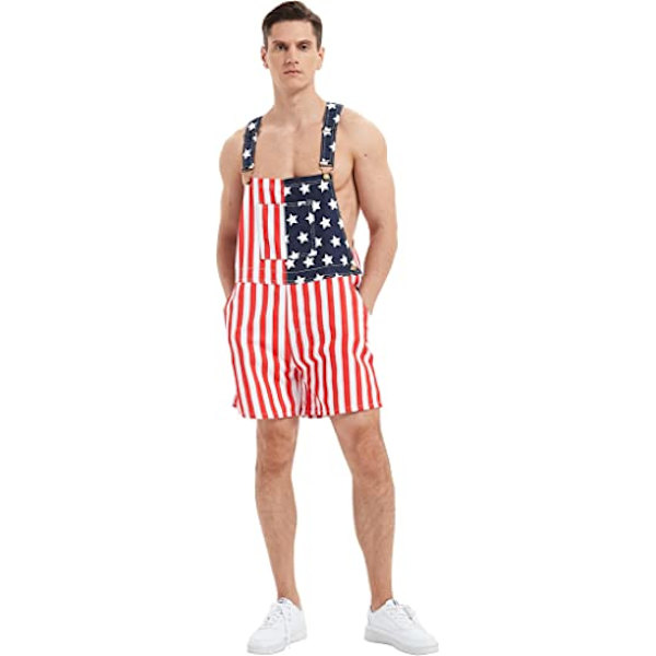 Amerikkalainen lippuhaalari Denim Bib Shorts miehille ja naisille