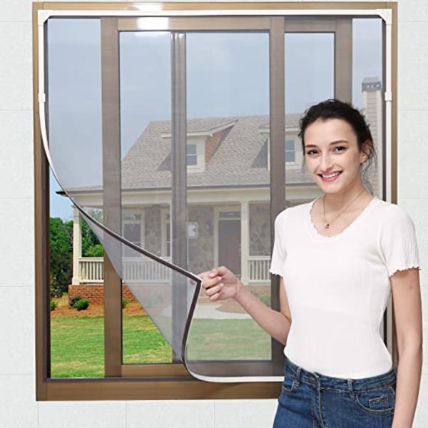 Säädettävä DIY magneettinen ikkunaperhosuoja (valkoinen kehys ja harmaa
