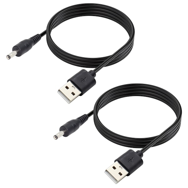 2-pakks 5V DC strømledning, USB 2.0 hann til DC 5.5 mm x 2.5 mm hann strømledning for ruter, lys