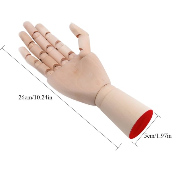10 Tommers menneskelig høyrehåndsmodell Tretegning Mannequin -høyre ha