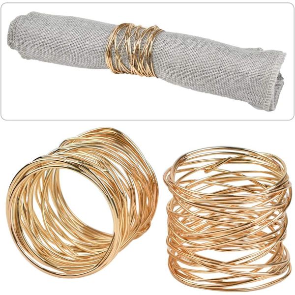 12 stk. Guld Metal Servietringe Mesh Servietringe Sæt Servietholder