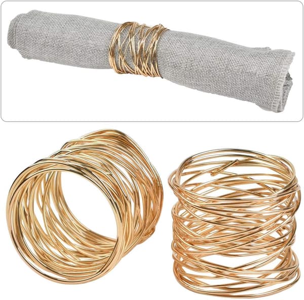 12 stk gull metall serviettringer mesh serviettringer sett serviettholder