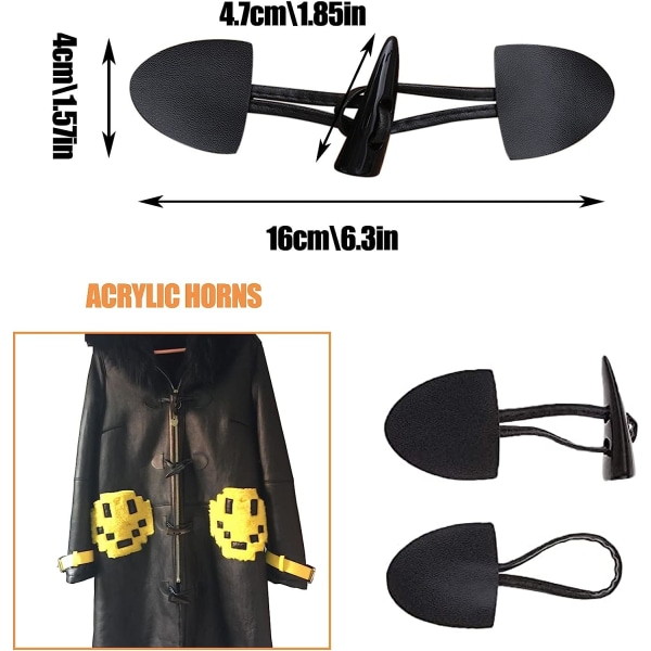 Horn Button Læder 10PCS Horn Button Duffle Coat Lukning Pu Læder Horn Toggle Lukning Resin Lukning Toggle Lukning Knapper Frakke Jakke Syning DIY Knap Sort