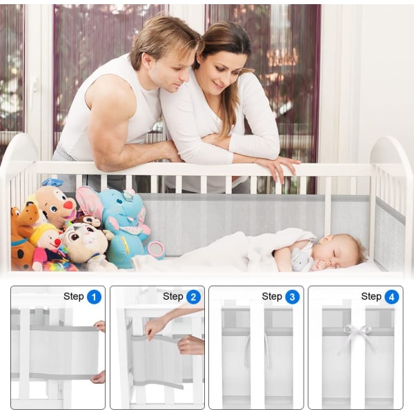 Baby Crib Bumper, Baby Crib Bumper 3D Mesh Liner Air Circulation