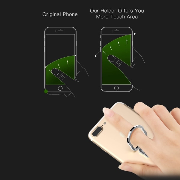 Mobiltelefon-ringegreb, 2-pakke sæt, 360° justerbar ringholder, F