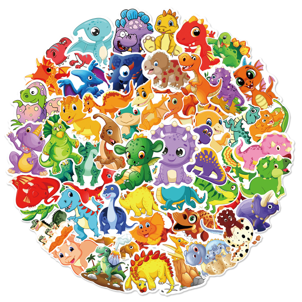 Söta Dinosaur Doodle Stickers (60-pack) - Hantverkstillbehör för barn