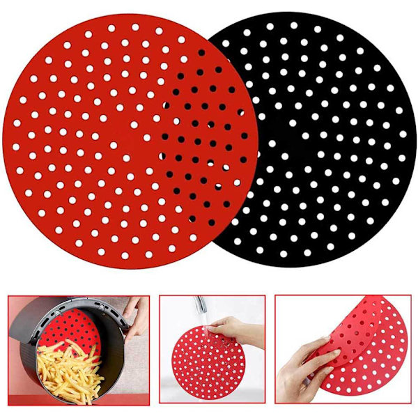 2-pack Återanvändbara Silikon Luftfritös Foder med Luftfritös Magnet