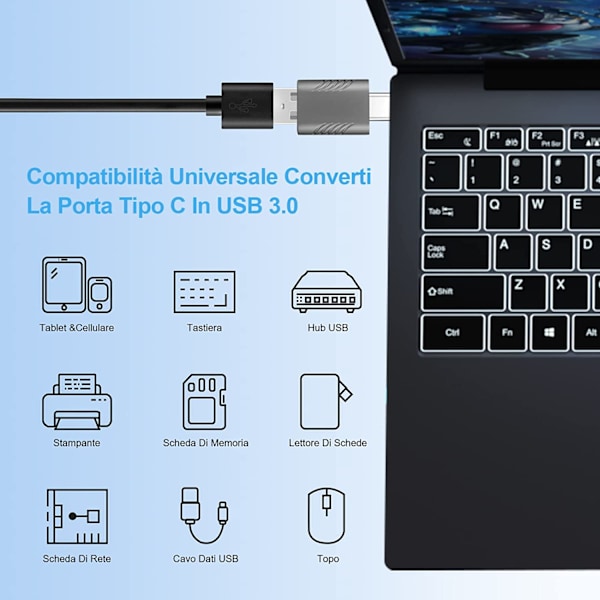 USB 3.0 til USB C-adapter, USB C hann til USB A hunn OTG-adapter