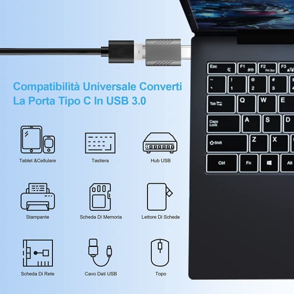 USB 3.0 - USB C -sovitin, USB C -uros - USB A -naaras OTG-sovitin