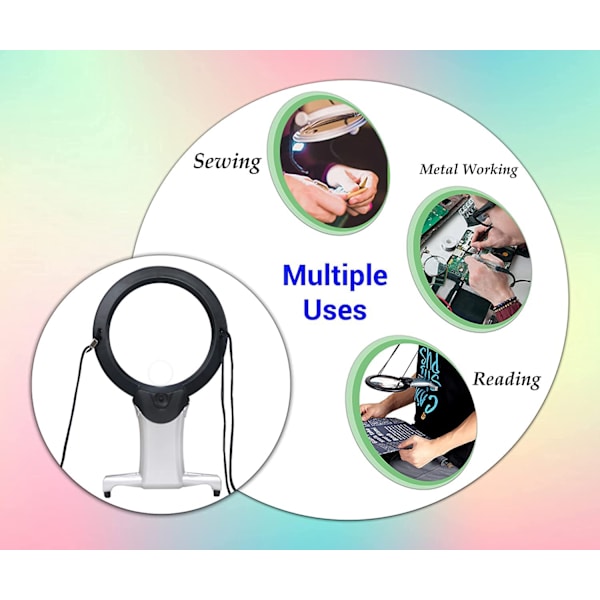 Suurennuslasi valolla 2 in 1 Hands Free -lukulase